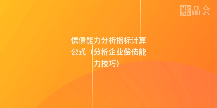 偿债能力分析指标计算公式（分析企业偿债能力技巧）