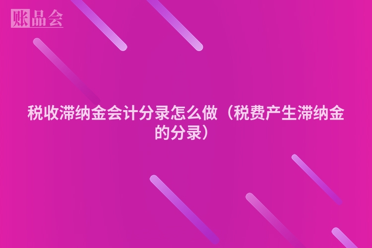 税收滞纳金会计分录怎么做（税费产生滞纳金的分录）