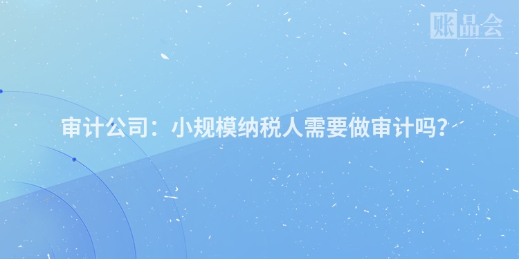 审计公司：小规模纳税人需要做审计吗？