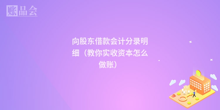 向股东借款会计分录明细（教你实收资本怎么做账）