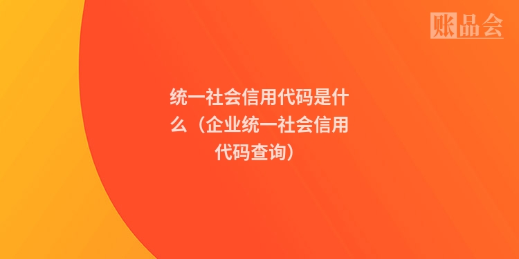 统一社会信用代码是什么（企业统一社会信用代码查询）