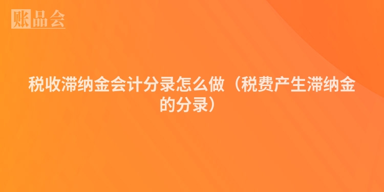 税收滞纳金会计分录怎么做（税费产生滞纳金的分录）